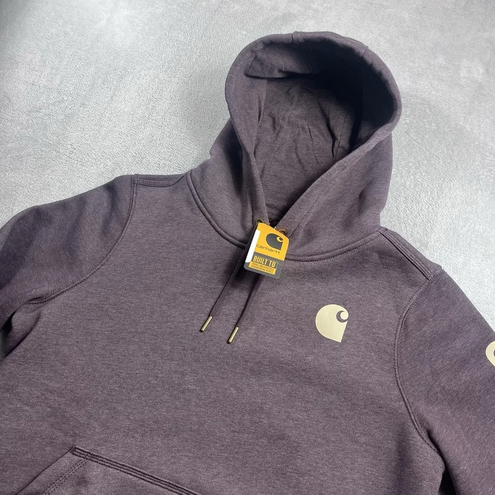 Carhartt Youth Hoodie Medium 8/10 Purple Logo‎ Sweatshirt Pullover Fleece NWT